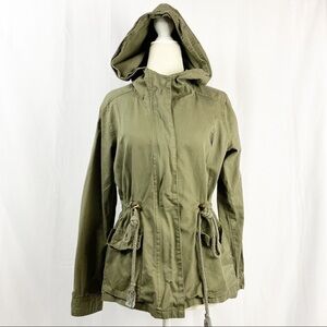 ANGVNS Olive Green Jacket Hooded Sz Small zip Up
